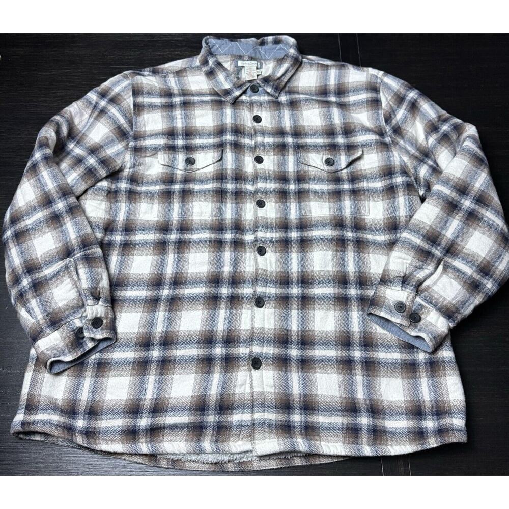 Carbon 2 Cobalt Men’s Size XXL Lined Flannel Plaid Shacket, Heavyweight Warm